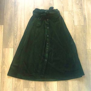 Zara dark green corduroy mid-calf skirt